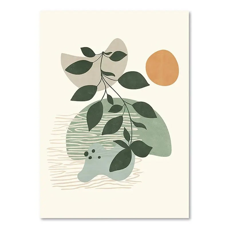 Green Botanical Wall Art Print - Modern Home Decor
