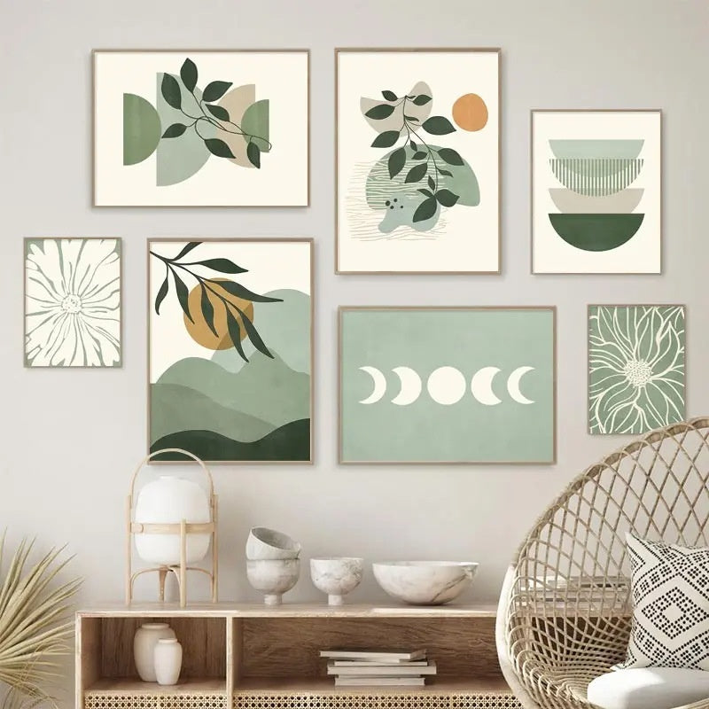 Green Botanical Wall Art Print - Modern Home Decor
