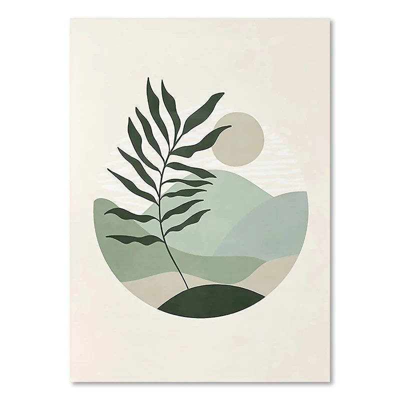 Green Botanical Wall Art Print - Modern Home Decor