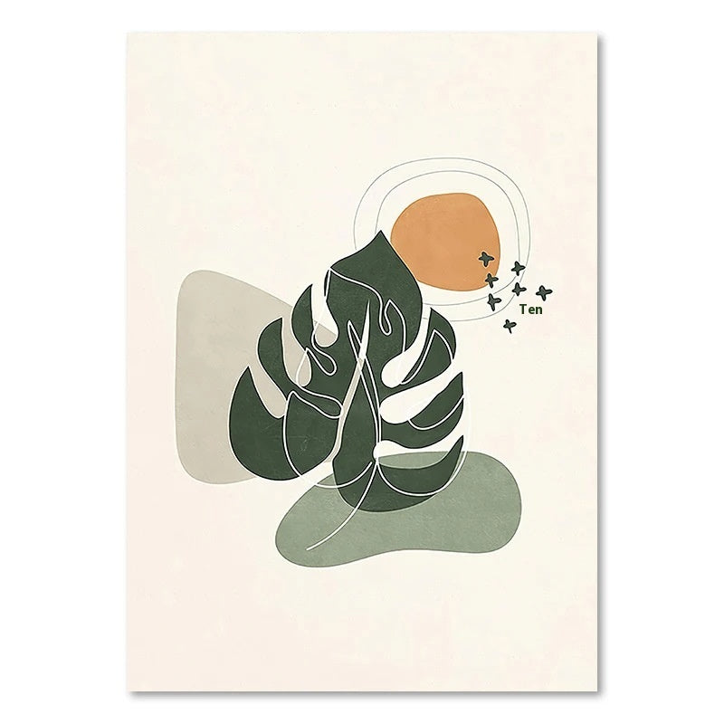 Green Botanical Wall Art Print - Modern Home Decor